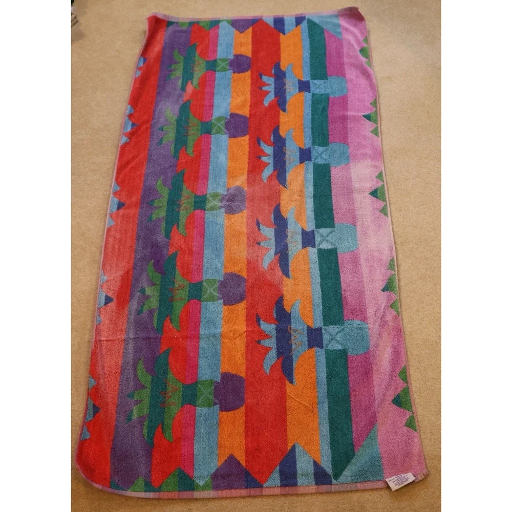 Royal Terry Beach Towel Cotton Tropical Geometric Bright Colors 57x28